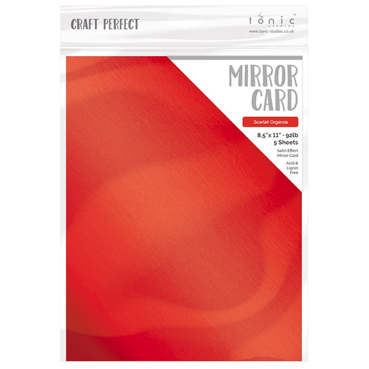 Craft Perfect Mirror Cardstock 8.5"X11" 5/Pkg Satin Scarlet Organza