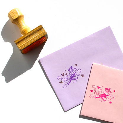 Mr Zip rubber stamp with Hearts