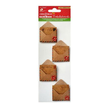 Little Birdie Christmas Sticker Embellishment 4/Pkg Postal Delight