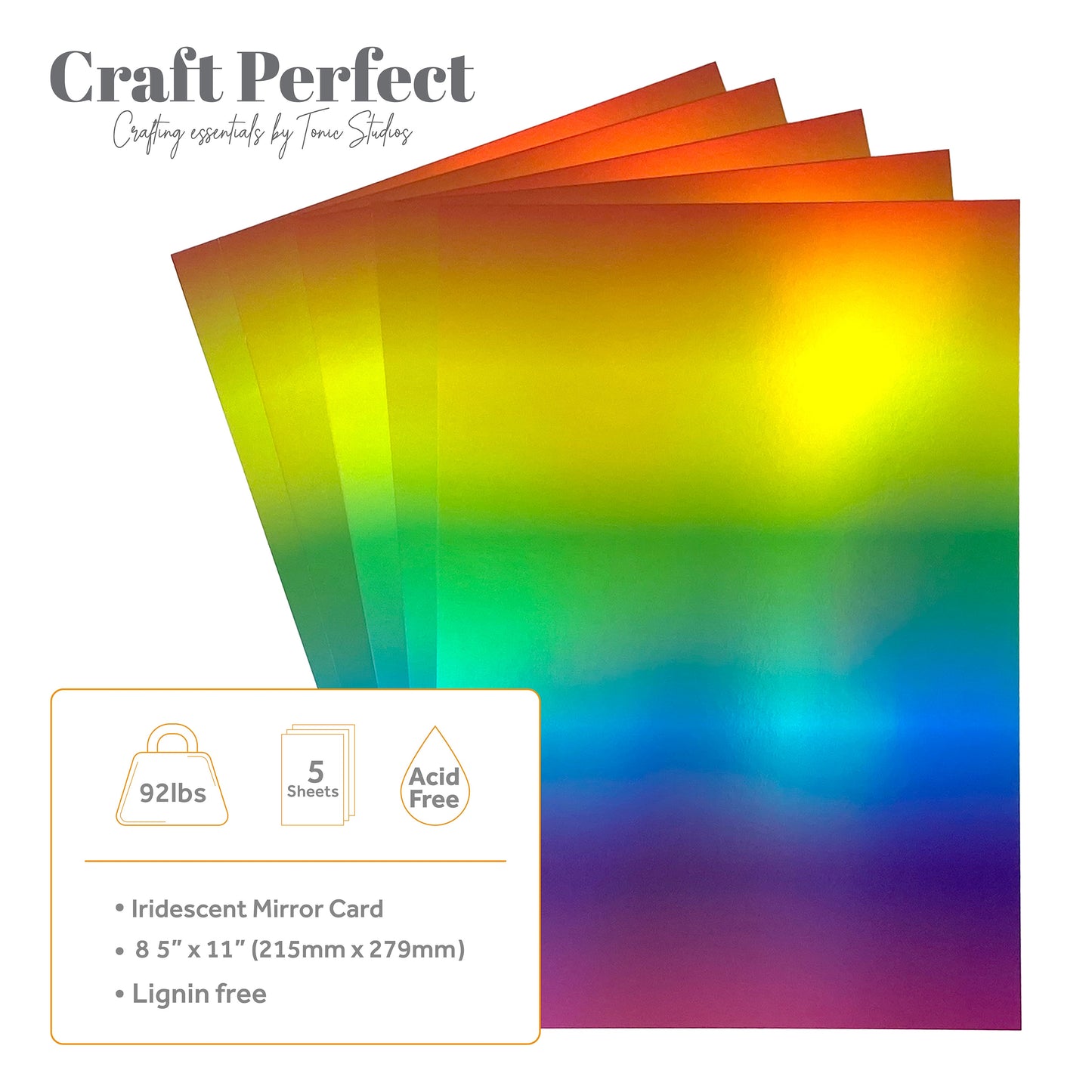 Craft Perfect Ombre Iridescent Mirror Cardstock 8.5"X11" Rainbow Hue