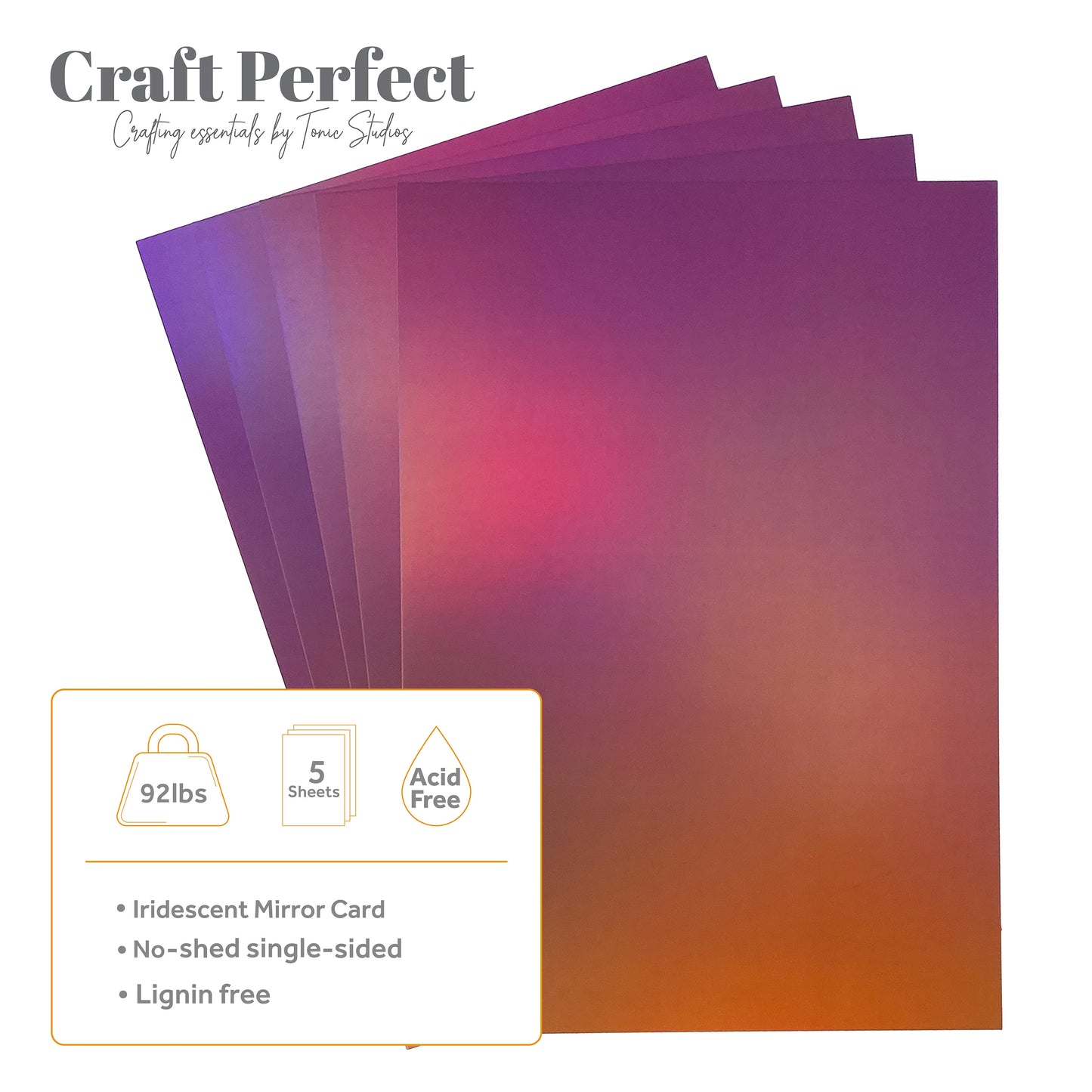 Craft Perfect Ombre Iridescent Mirror Cardstock 8.5"X11" Blushing Mermaid