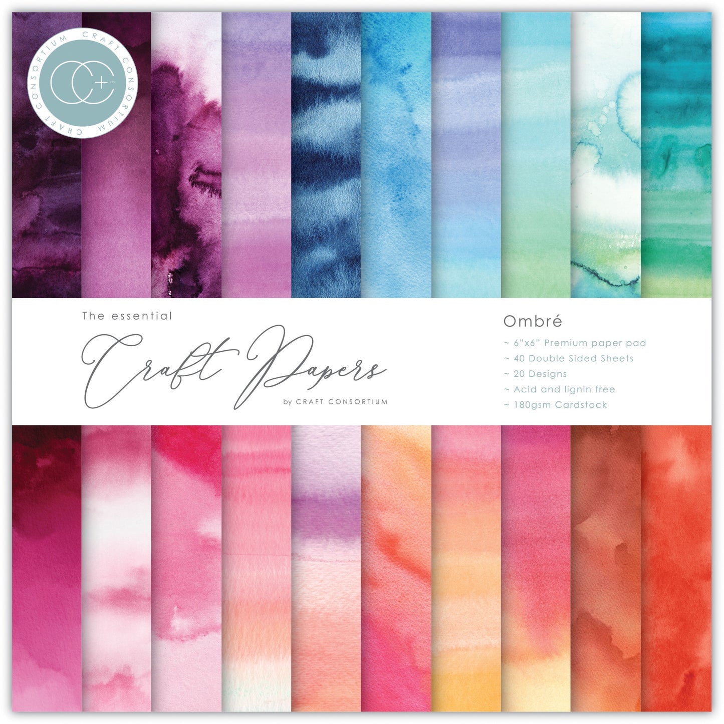 Craft Consortium Double-Sided Paper Pad 6"X6" 40/Pkg Ombre