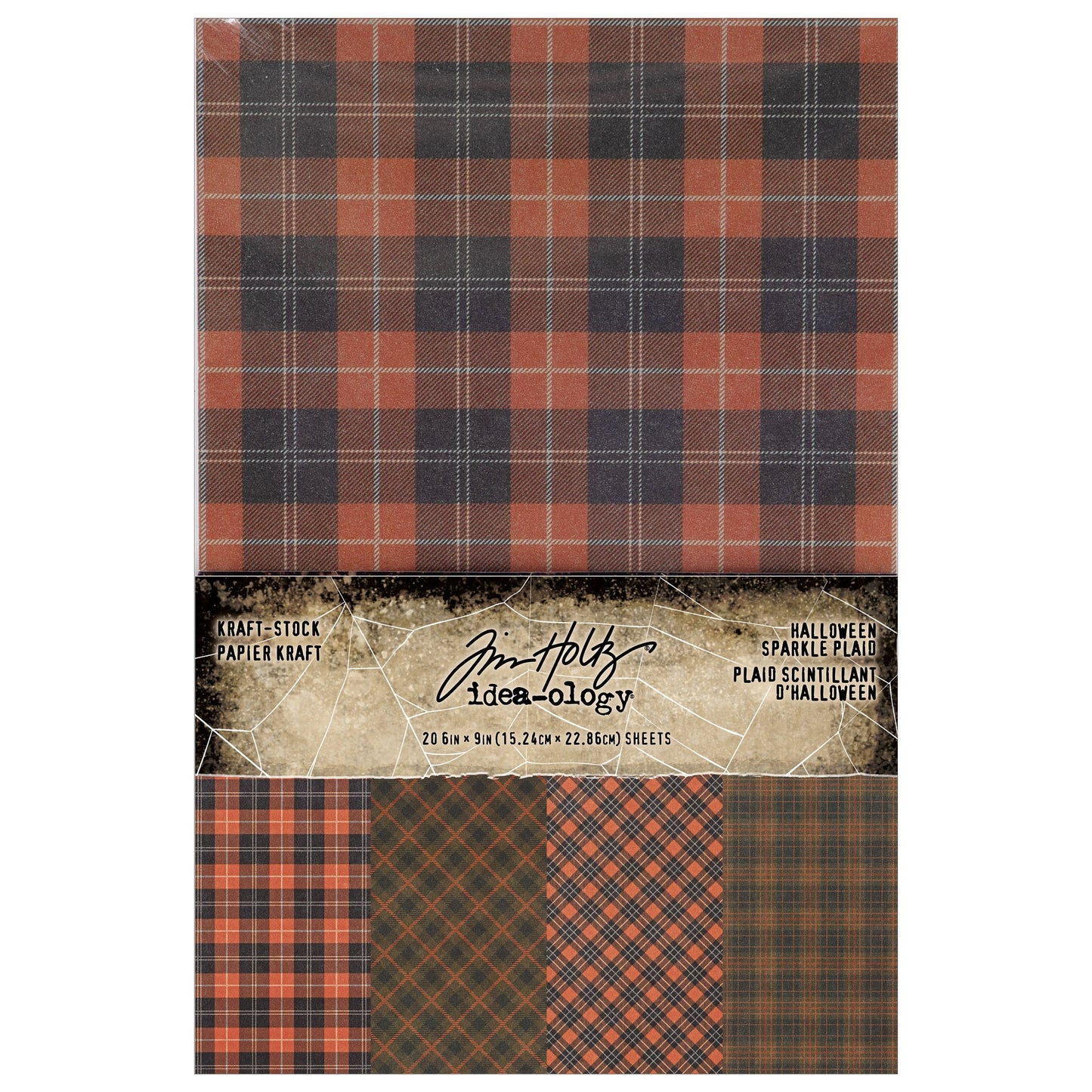 Tim Holtz Idea-ology Kraft-stock Halloween Sparkle Plaid TH94398