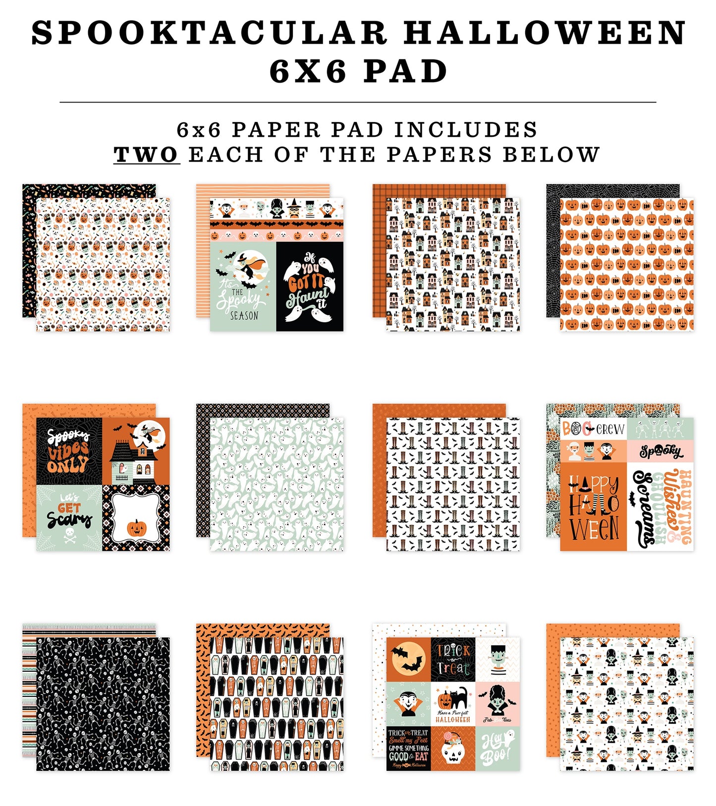 Echo Park Double-Sided Cardstock Paper Pad 6"X6" Spooktacular Halloween