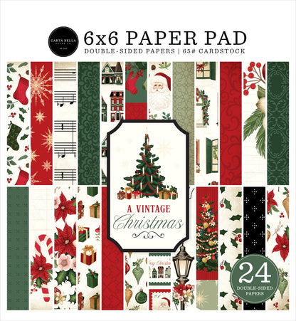 Carta Bella Double-Sided Carstock Paper Pad 6"X6" A Vintage Christmas