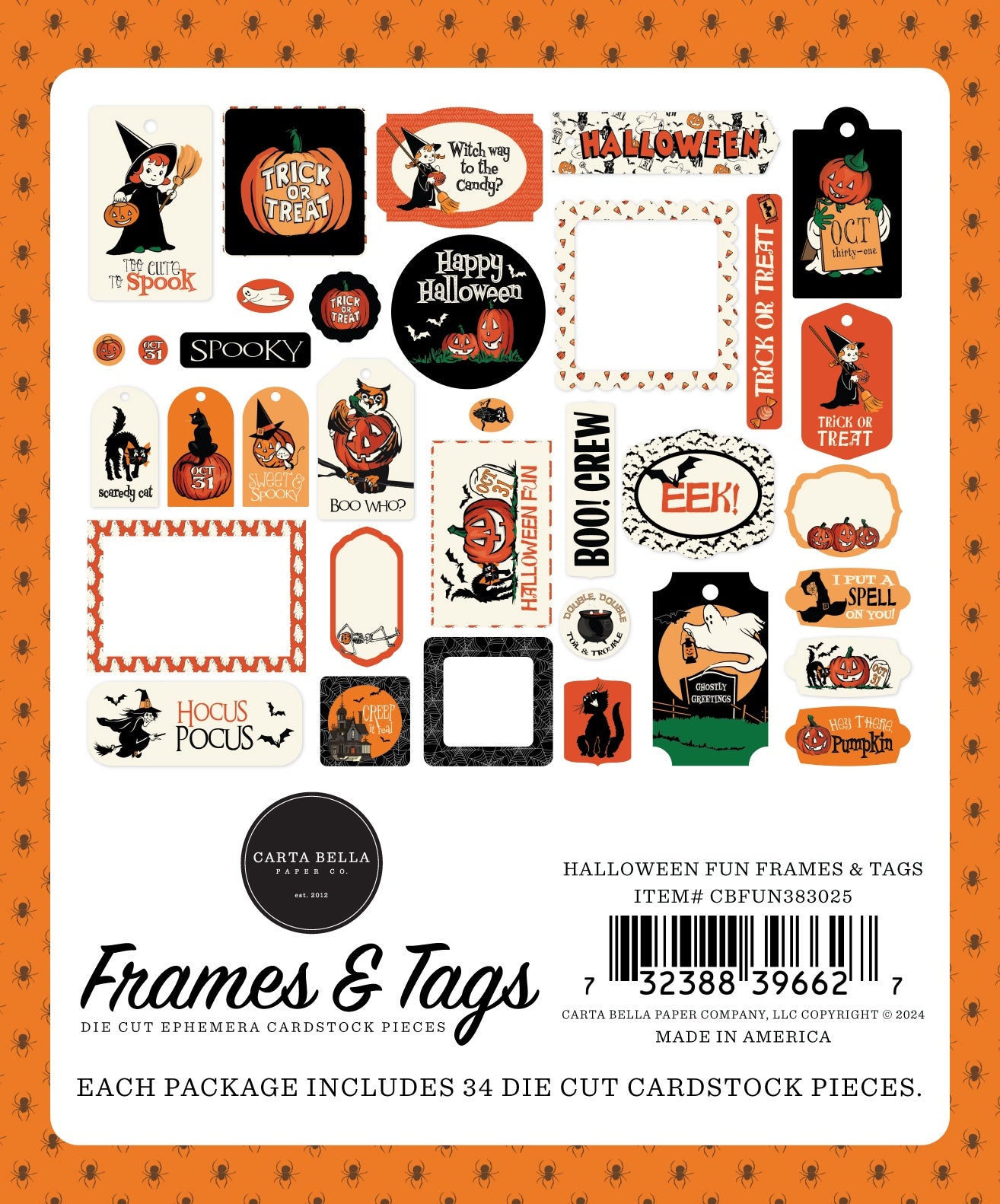 Carta Bella Cardstock Ephemera Frames & Tags, Halloween Fun