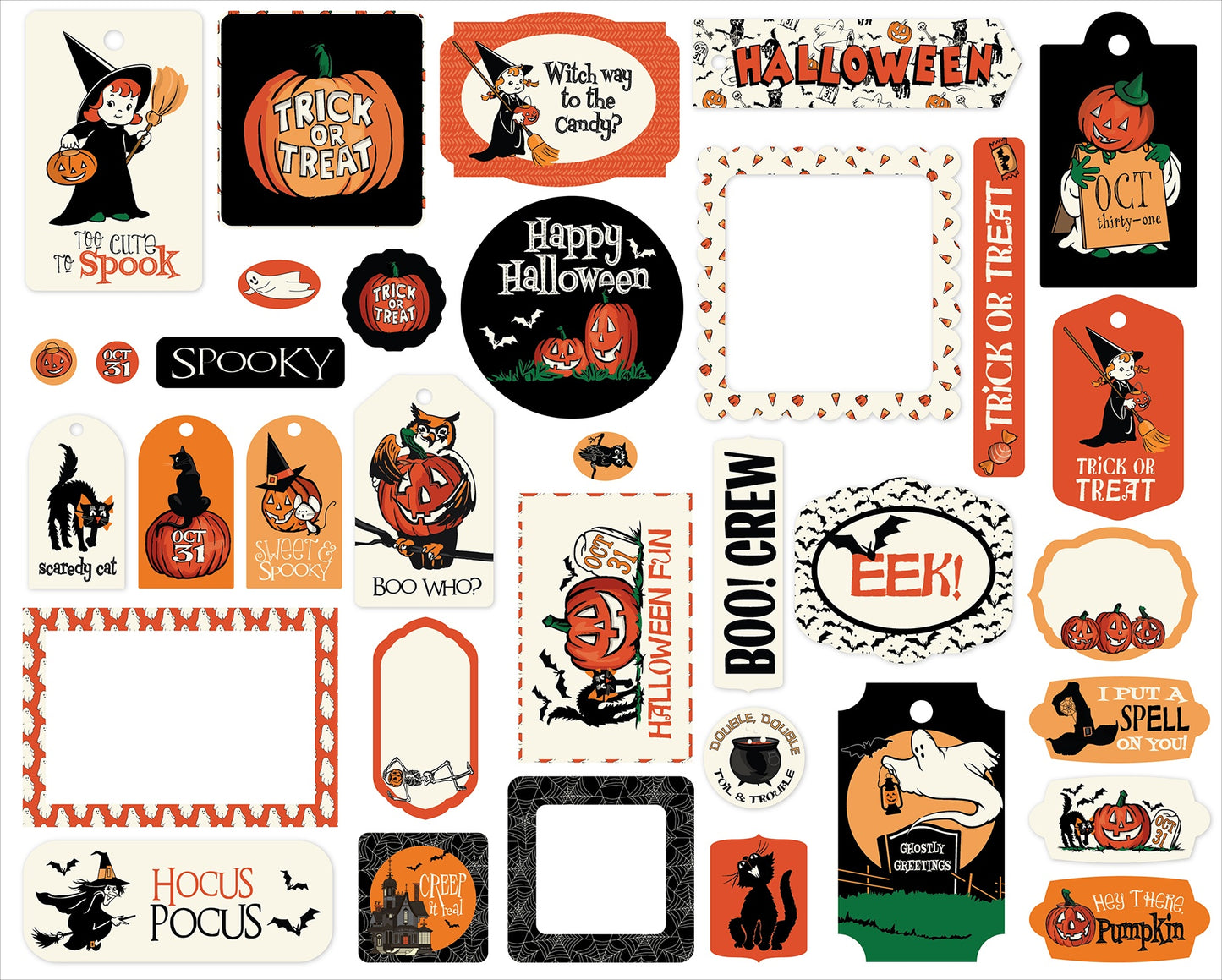 Carta Bella Cardstock Ephemera Frames & Tags, Halloween Fun