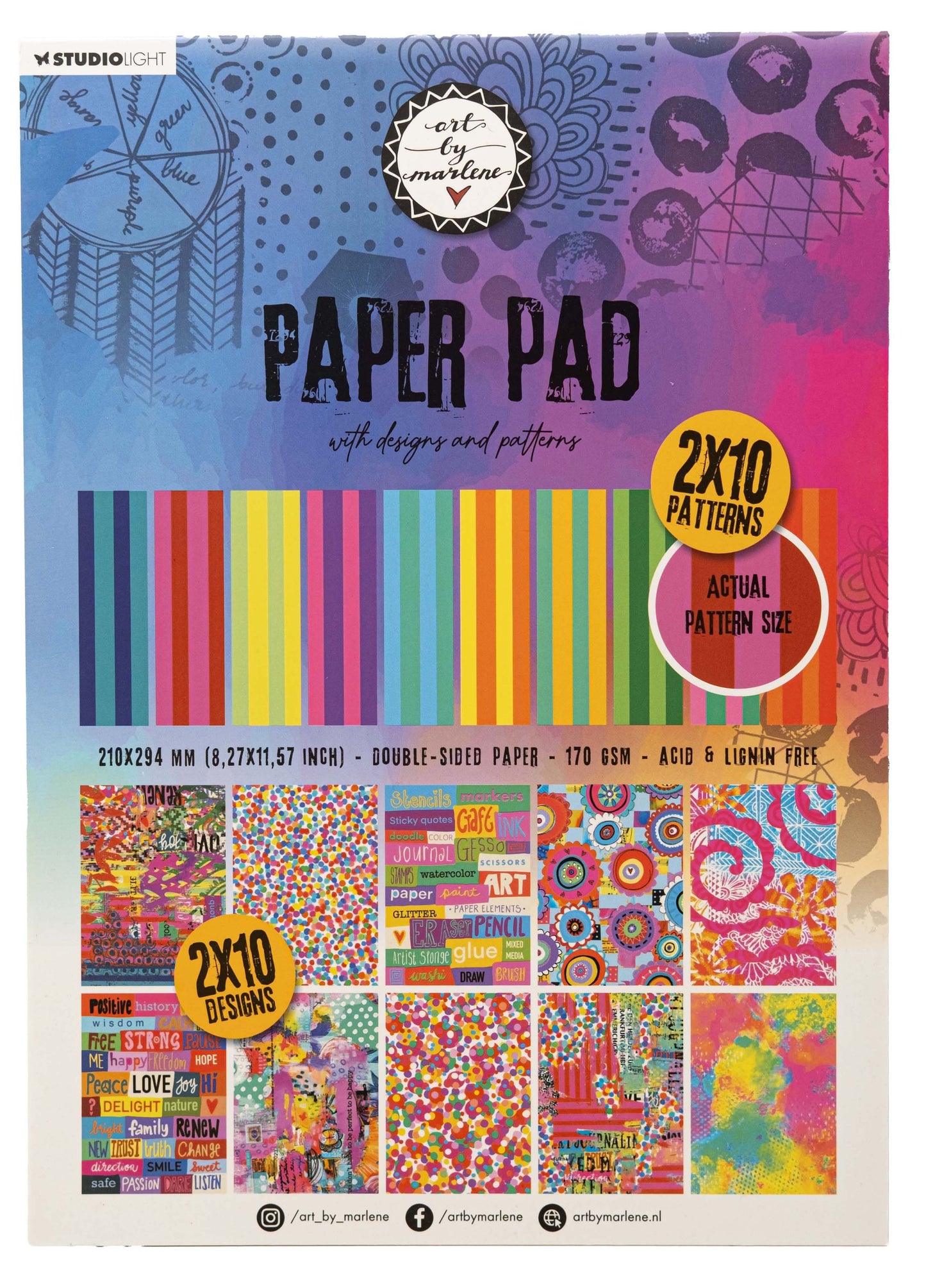 Art By Marlene Design Paper Pad 8.26"X11.69" 20/Pkg Nr. 211, Designs And Patterns