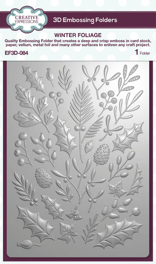 Creative Expresssions 3D Embossing Folder 5"X7" Winter Foliage