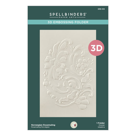 Spellbinders 3D Embossing Folder Norwegian Rosemaling E3D-105