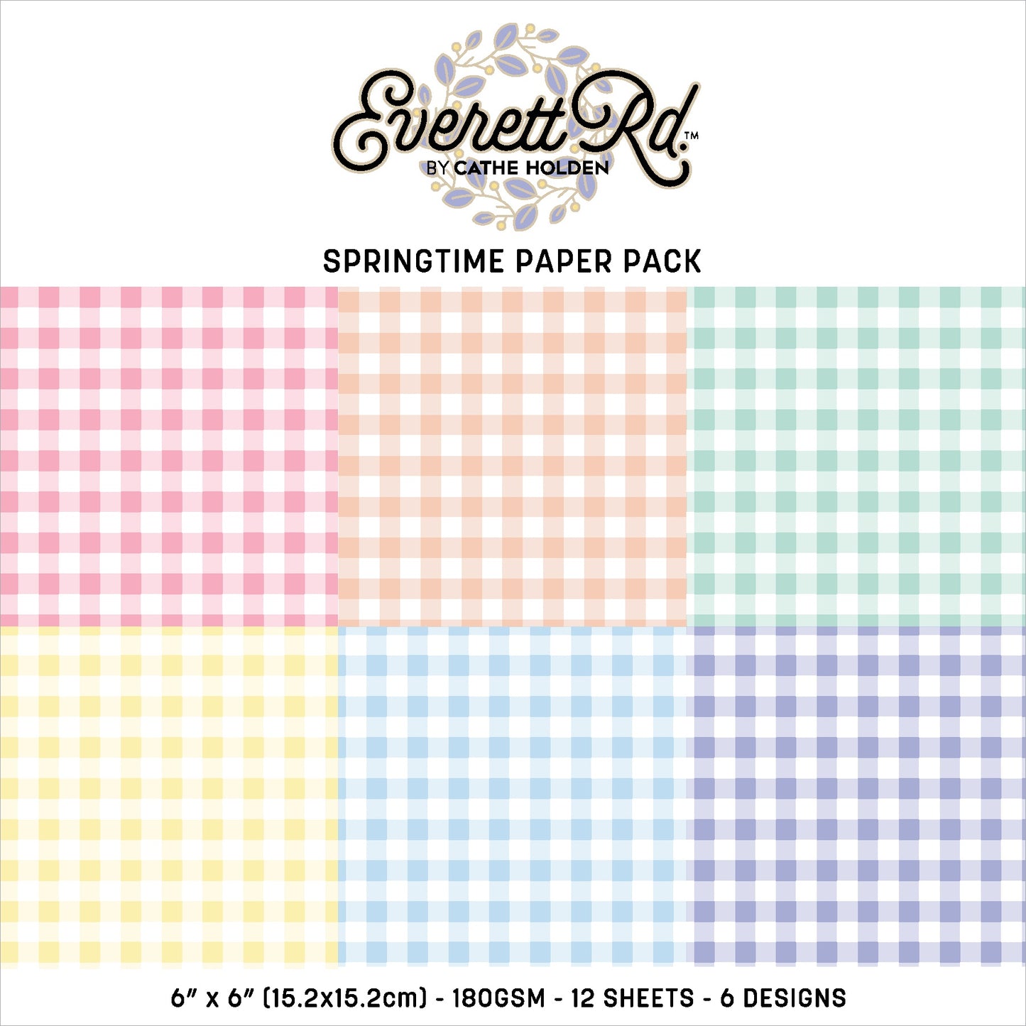 Everett Rd. Springtime Paper Pack 6"X6" Ginghams