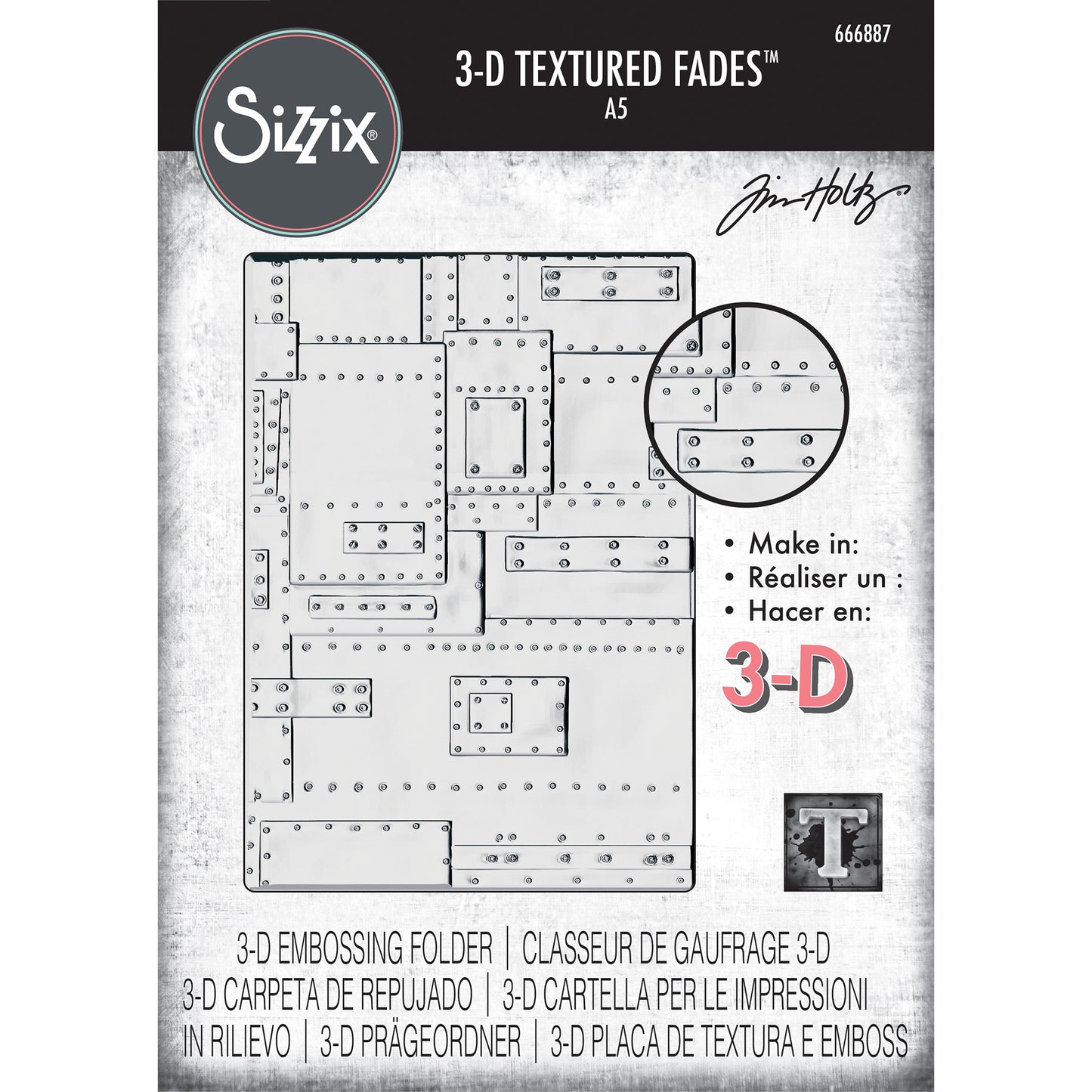 Sizzix 3D Texture Fades Embossing Folder A5 by Tim Holtz - Foundry