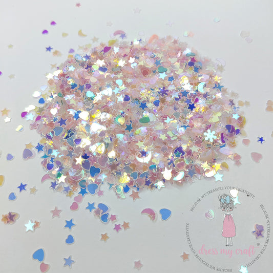 Dress My Craft Sequins Pink Star & Heart Mix 8gms