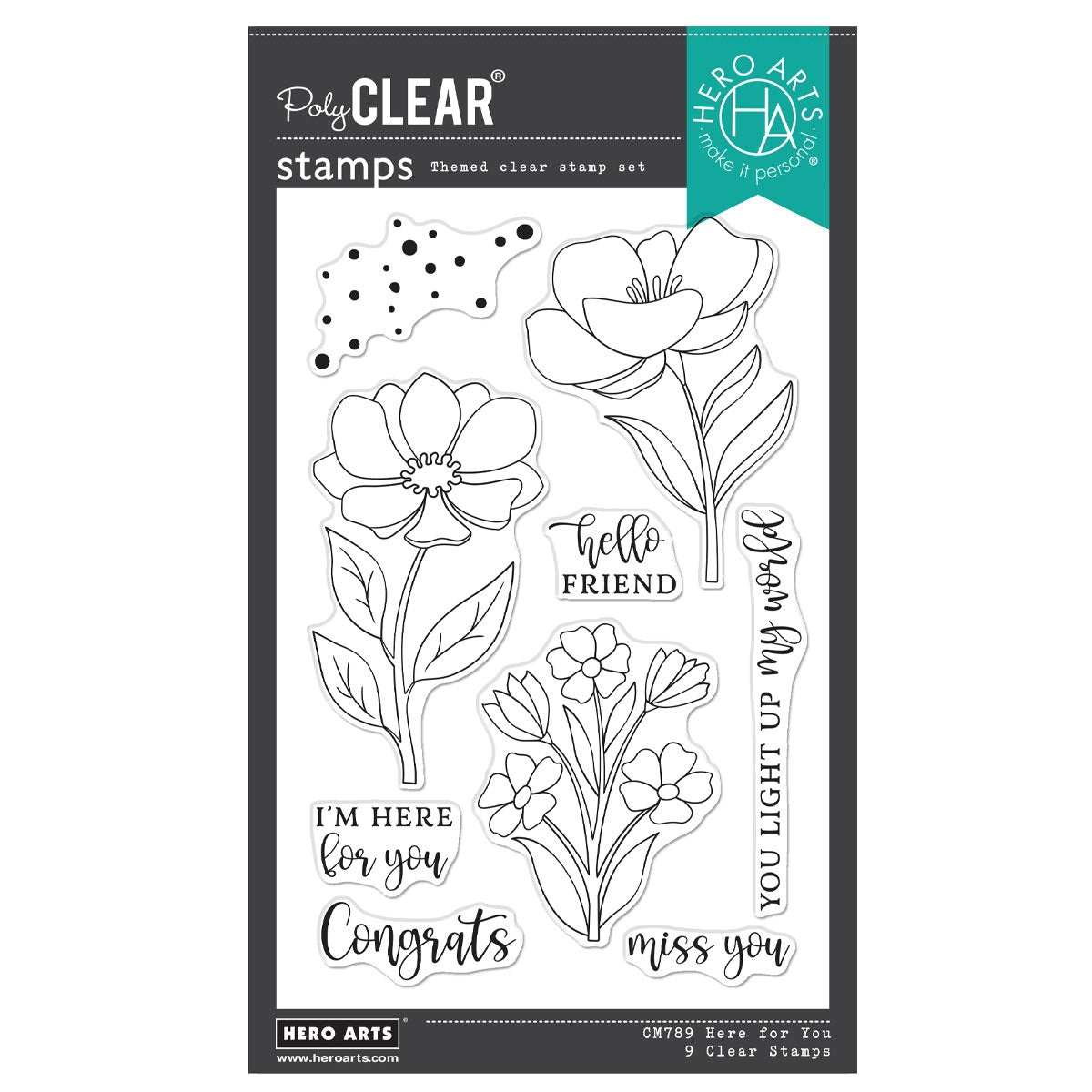 Hero Arts Clear Stamps 4"X6" CM789 Here For You