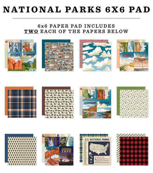 Carta Bella Double-Sided Paper Pad 6"X6" National Parks
