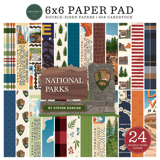 Carta Bella Double-Sided Paper Pad 6"X6" National Parks