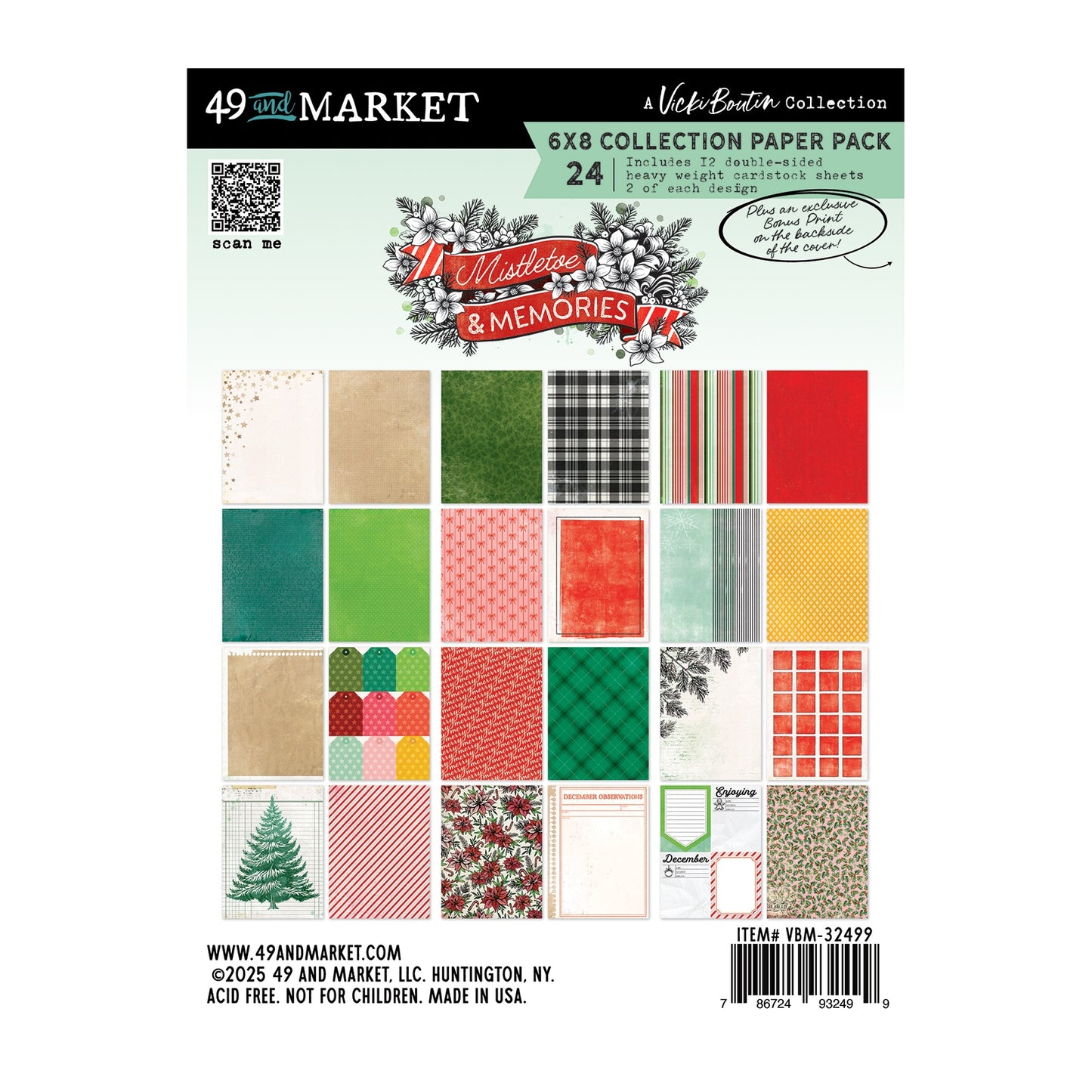 49 And Market Paper Pack 6"X8" Mistletoe And Memories