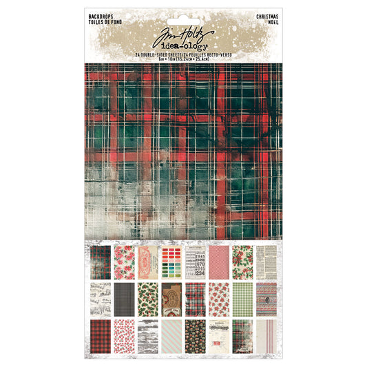 Tim Holtz Idea-Ology Backdrops Double-Sided Cardstock Christmas TH94443