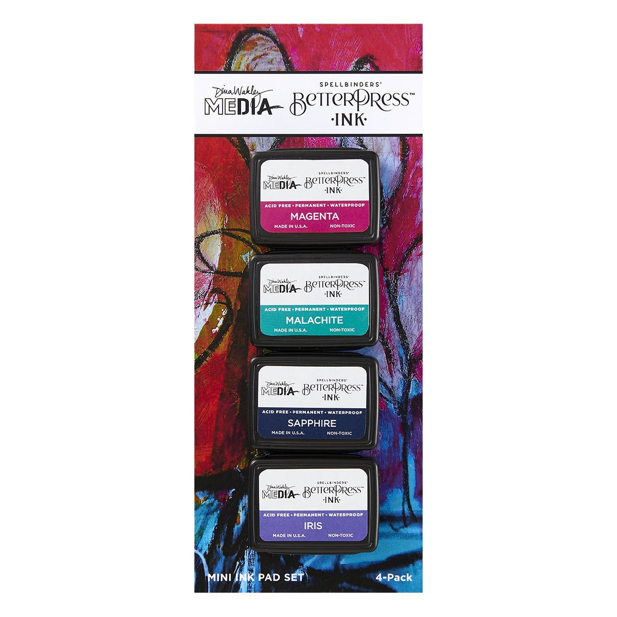 Spellbinders BetterPress Ink Mini Set 4/Pkg By Dina Wakley Happy