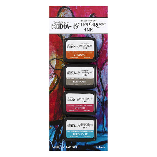 Spellbinders BetterPress Ink Mini Set 4/Pkg By Dina Wakley Dina's Faves