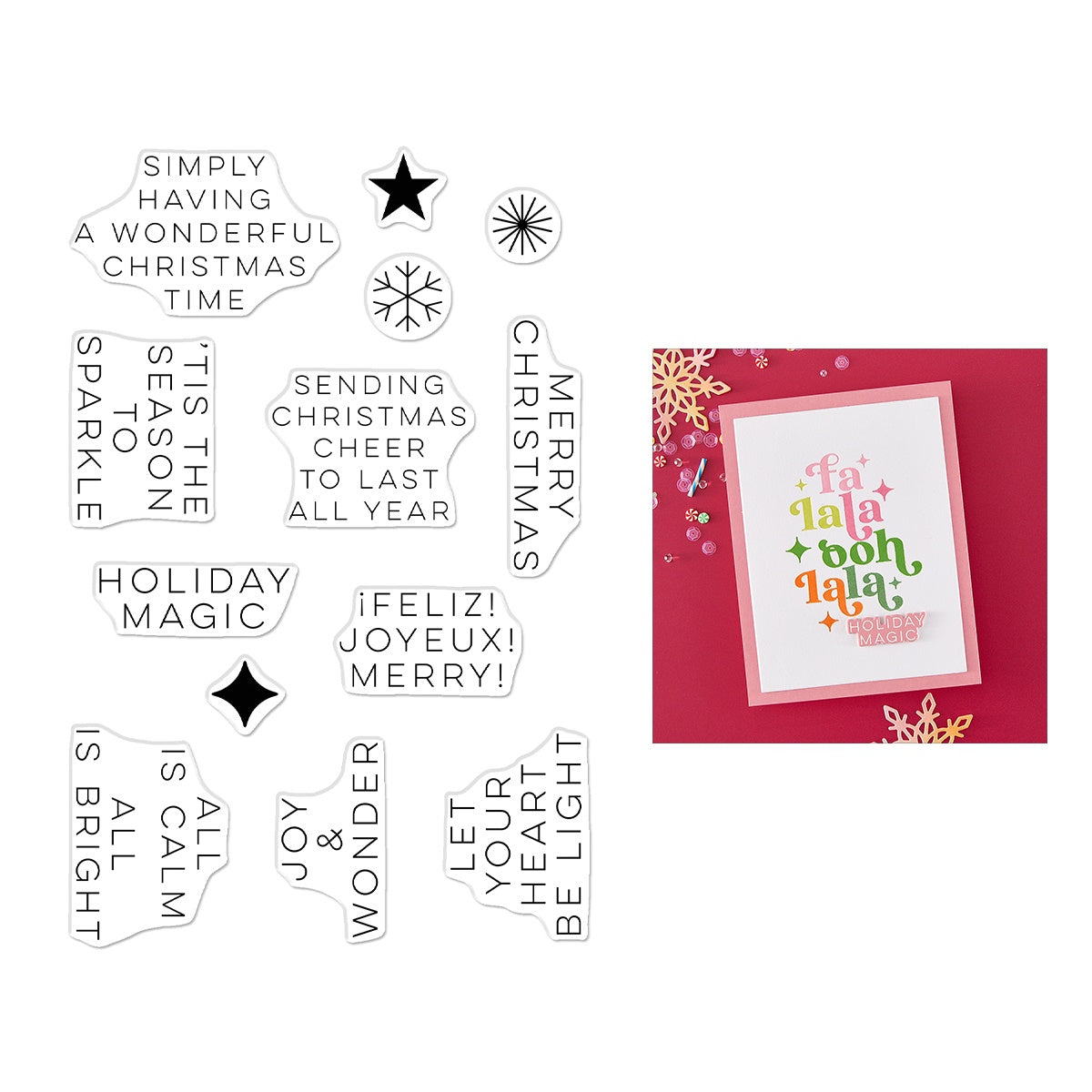 Hero Arts Clear Stamp Set Modern Holiday Greetings CM815