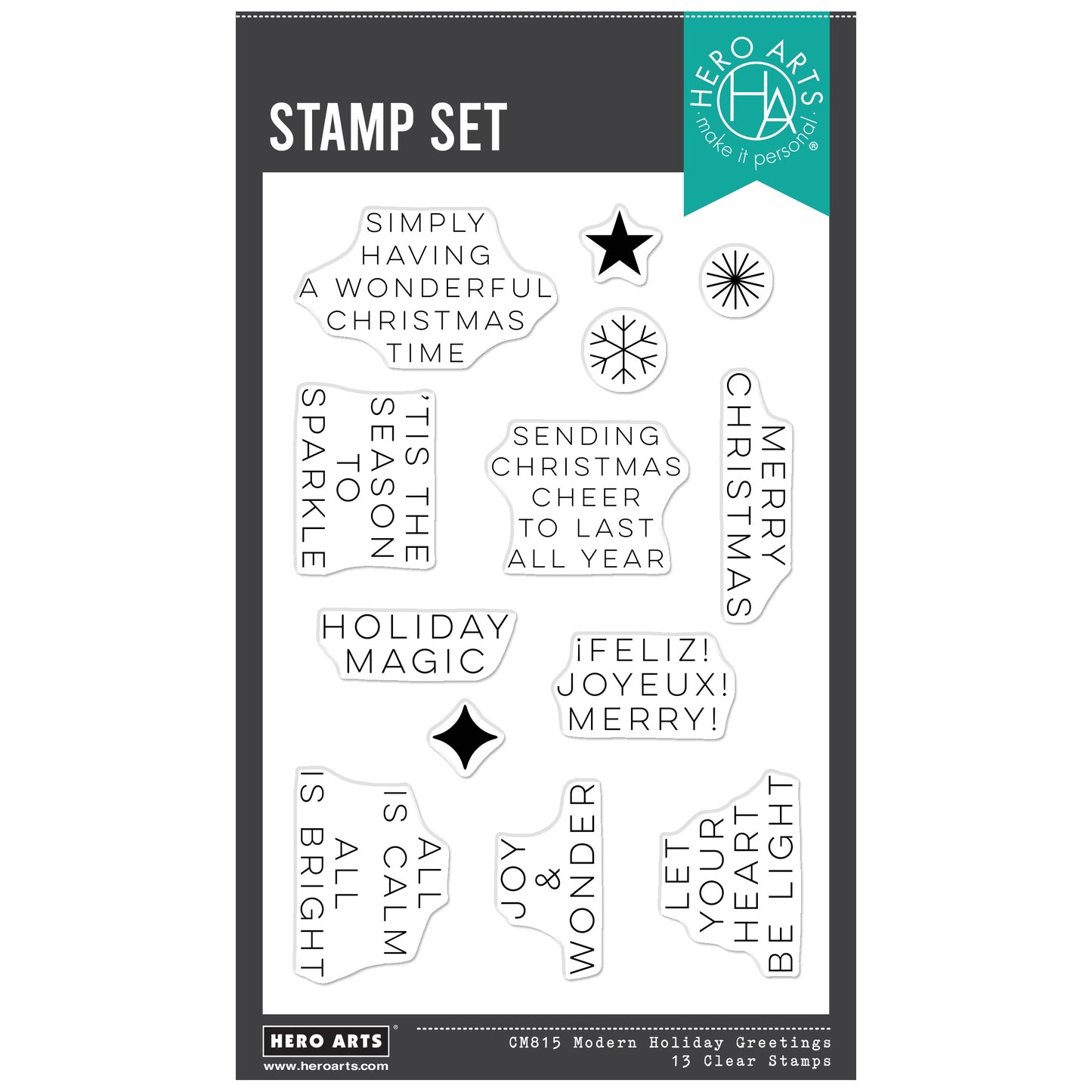 Hero Arts Clear Stamp Set Modern Holiday Greetings CM815