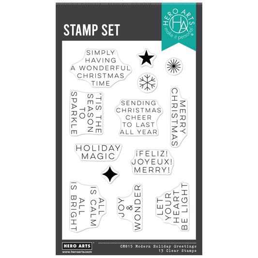 Hero Arts Clear Stamp Set Modern Holiday Greetings CM815