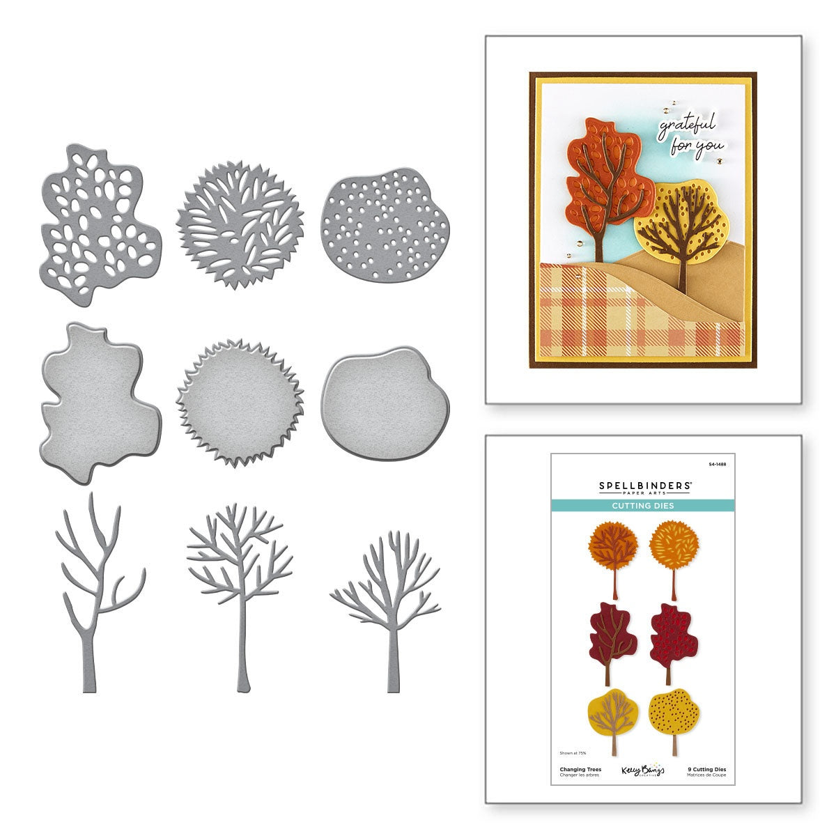 Spellbinders Etched Dies by Kelly Bangs Changing Trees S4-1488