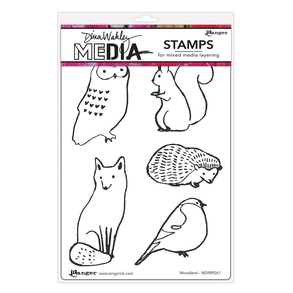 Dina Wakley Media Cling Stamps 6"X9" Woodland