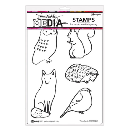 Dina Wakley Media Cling Stamps 6"X9" Woodland