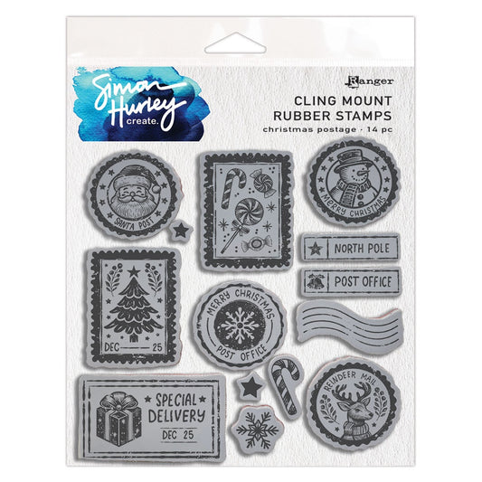Simon Hurley create. Cling Mount Stamp 6"X6" Christmas Postage