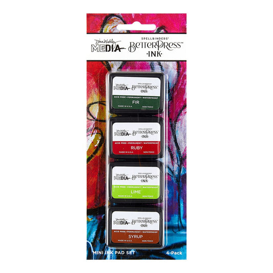Spellbinders BetterPress Ink Mini Set 4/Pkg By Dina Wakley Festive