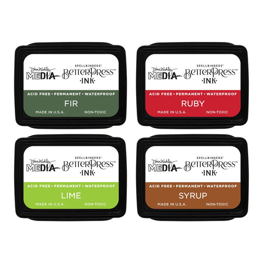 Spellbinders BetterPress Ink Mini Set 4/Pkg By Dina Wakley Festive