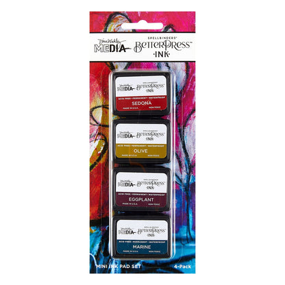 Spellbinders BetterPress Ink Mini Set 4/Pkg By Dina Wakley Earthy