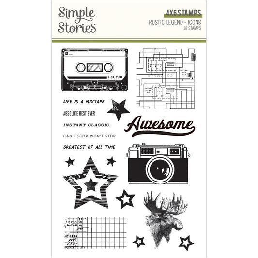 Simple Stories Rustic Legend Photopolymer Stamps Icons