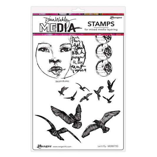Dina Wakley Media Cling Stamps 6"X9" Let It Fly