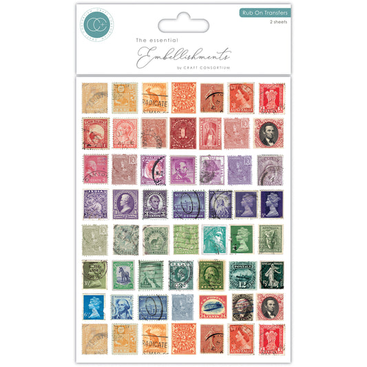 Craft Consortium The Collector Rub-On Transfers 2/Pkg Used Stamps