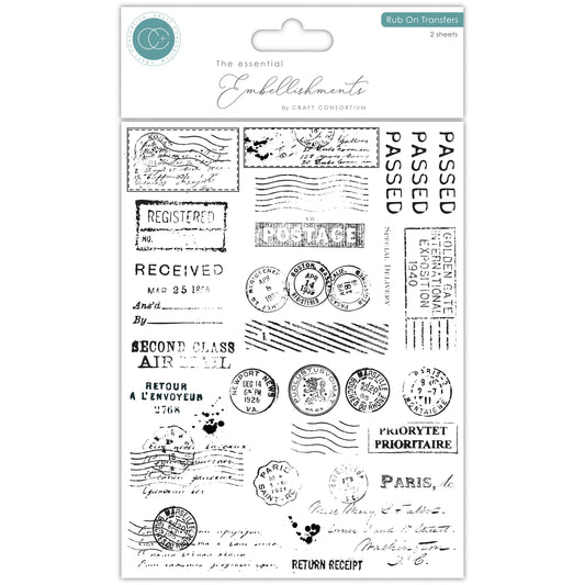 Craft Consortium The Collector Rub-On Transfers 2/Pkg Postage