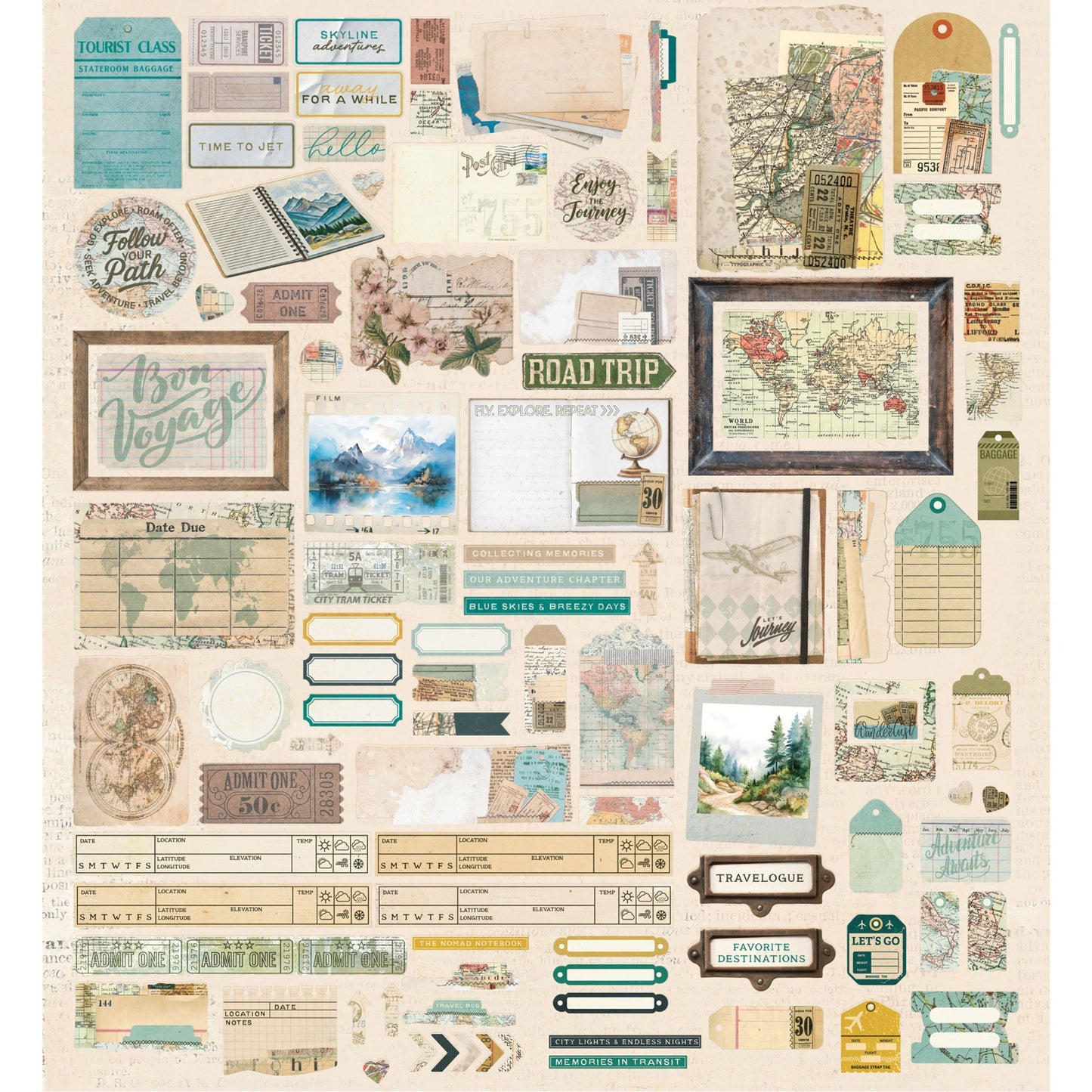 49 and Market Die-Cuts Elements, Travel Diaries