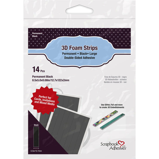 Scrapbook Adhesives 3D Foam Strips 14/Pkg Permanent, Black 1/2"