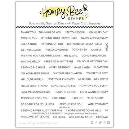 Hone Bee Stamps Mini Messages - 6x6 Photopolymer Stamp Set