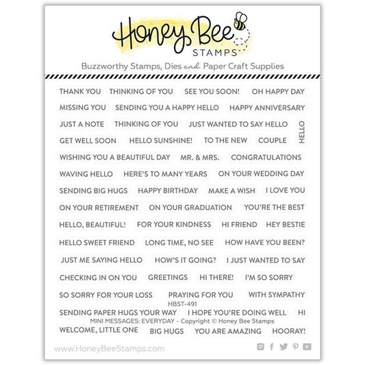 Hone Bee Stamps Mini Messages - 6x6 Photopolymer Stamp Set