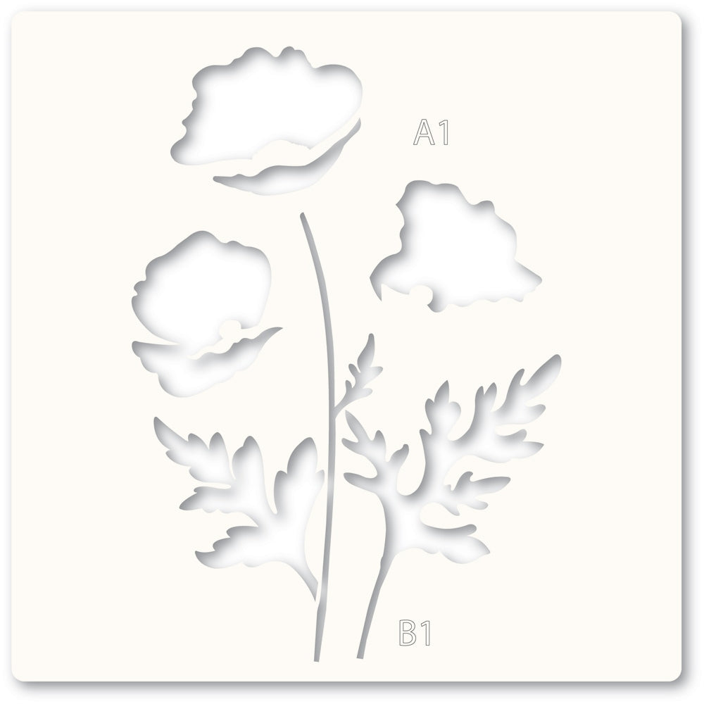 Memory Box 88621 Playful Poppies Stencil Set