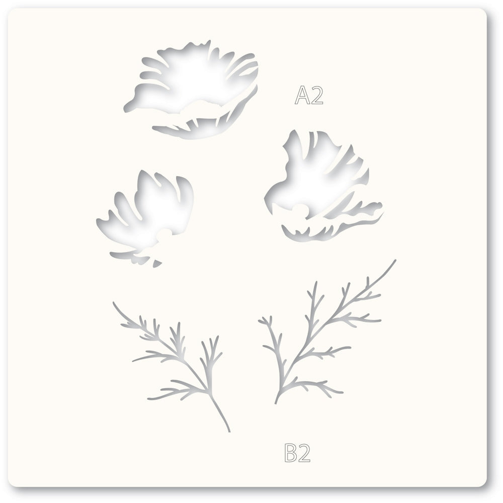 Memory Box 88621 Playful Poppies Stencil Set