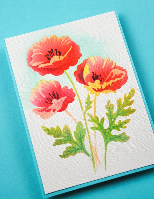 Memory Box 88621 Playful Poppies Stencil Set