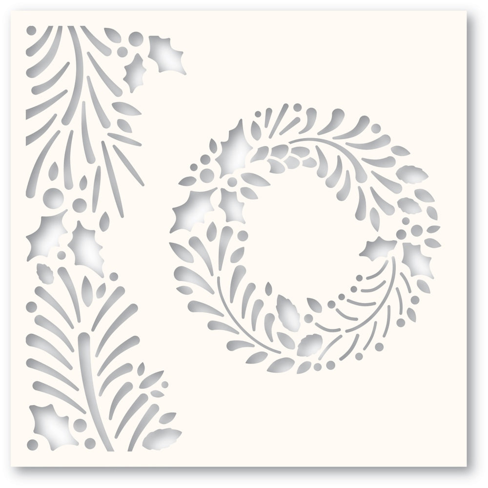 Memory Box 88628 Holly Wreath Stencil