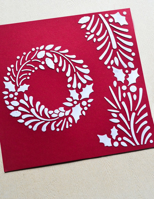 Memory Box 88628 Holly Wreath Stencil