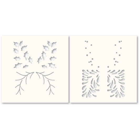 Memory Box 88629 Holly and Branches Stencil Set