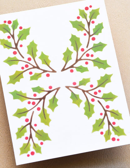 Memory Box 88629 Holly and Branches Stencil Set