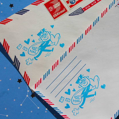 Mr Zip rubber stamp with Hearts